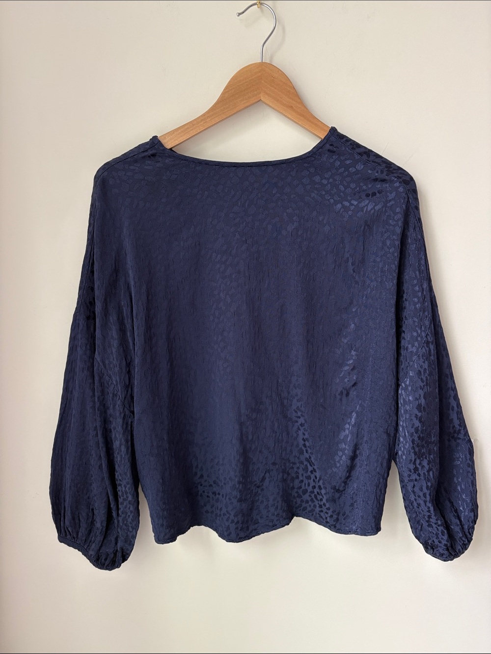 Roseanna Blondie Jacquard Leopard Print Top Blouse Navy Balloon Sleeves Size 6